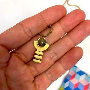 Lindsey Lewis Brass Necklace with Stone